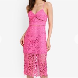 Bardot Pink Roxy Lace Knee Length Cocktail Dress S